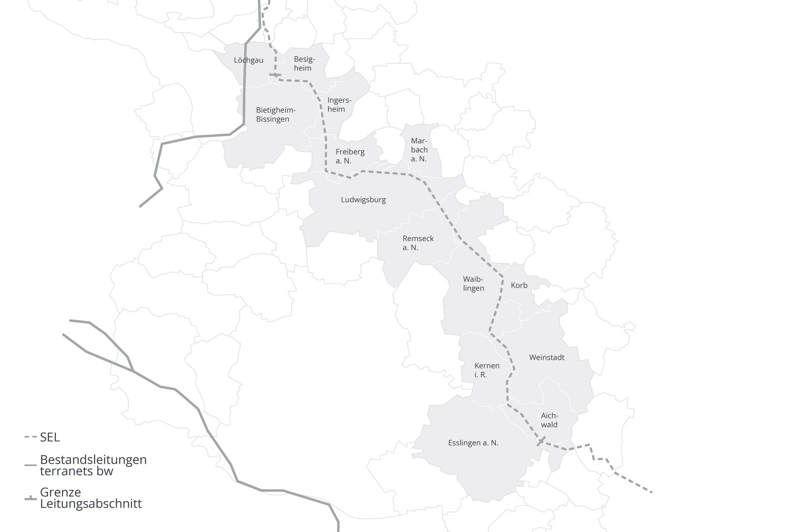 Teilabschnittskarte Löchgau - Esslingen